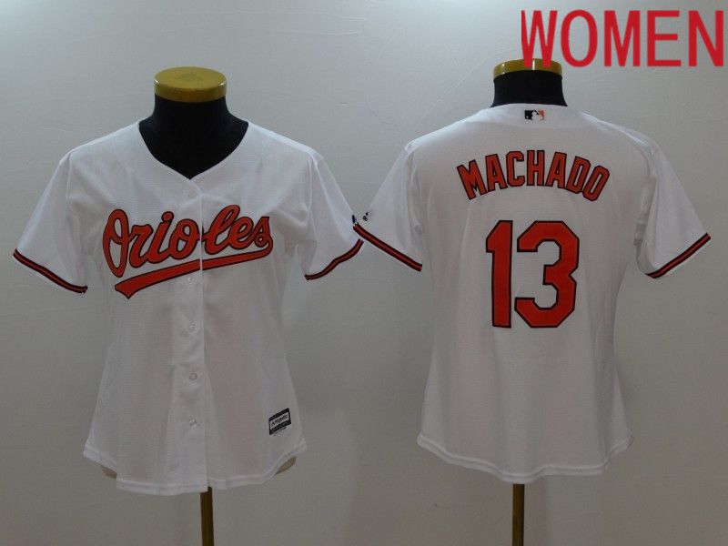 Women Baltimore Orioles #13 Machado White 2022 MLB Jersey